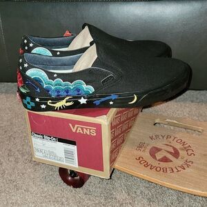 Vans Desert Embellish Shoes Black Classic Slip On Rare New Size M 10 W 11.5